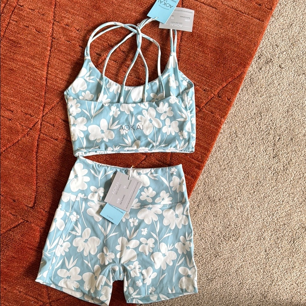 AOKAI Swim Yoga Blue Floral Women's workout set